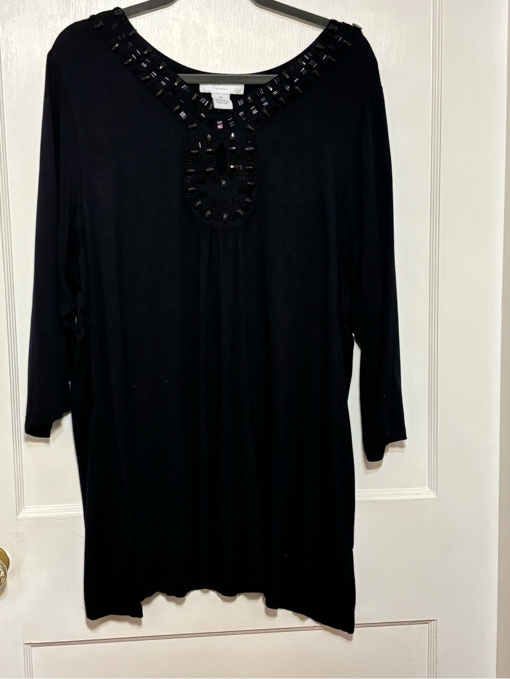 Design History Black Beaded V-Neck Tunic